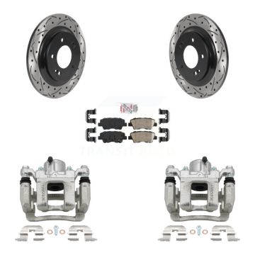 Rear Disc Brake Coated Caliper Drilled Slotted Rotors Ceramic Pad Kit For Hyundai Sonata KCD-101496N