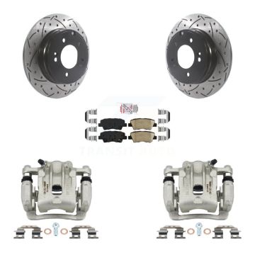 Rear Disc Brake Coated Caliper Drilled Slotted Rotors And Ceramic Pad Kit For Kia Optima KCD-101499N