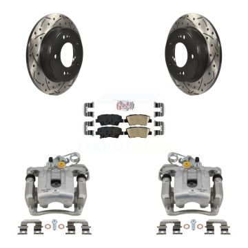 Rear Brake Coated Caliper Drill Slotted Rotors Ceramic Pad Kit For Hyundai Elantra Coupe KCD-101505N