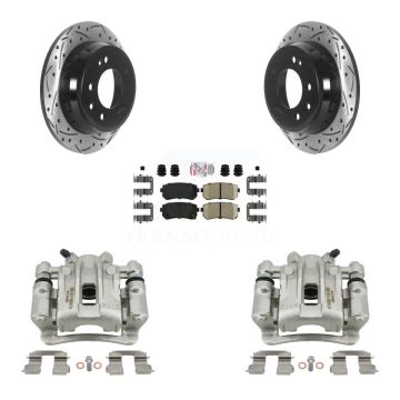 Rear Disc Brake Coated Caliper Drilled Slotted Rotor Ceramic Pad Kit For Hyundai Elantra KCD-101507N