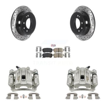 Rear Disc Brake Coated Caliper Drilled Slotted Rotor Ceramic Pad Kit For Hyundai Elantra KCD-101508N