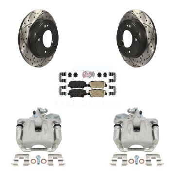 Rear Disc Brake Coated Caliper Drilled Slot Rotor Ceramic Pad Kit For 2014-2016 Kia Soul KCD-101512N