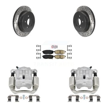 Rear Brake Caliper Drilled Slot Rotor Ceramic Pad Kit For 2014-2018 Subaru Forester 2.0L KCD-101515N