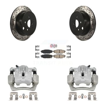 Rear Brake Coat Caliper Drill Slot Rotors Ceramic Pad Kit For Subaru Impreza Forester XV KCD-101517N