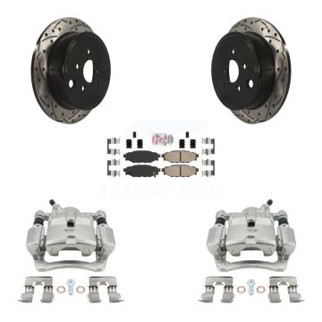 Rear Brake Coat Caliper Drill Slot Rotor Ceramic Pad Kit For Subaru Impreza Forester WRX KCD-101518N