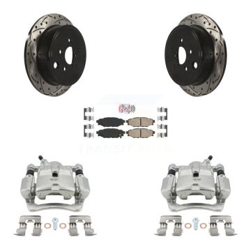 Rear Brake Coat Caliper Drill Slot Rotor Ceramic Pad Kit For Subaru Impreza Forester WRX KCD-101519N