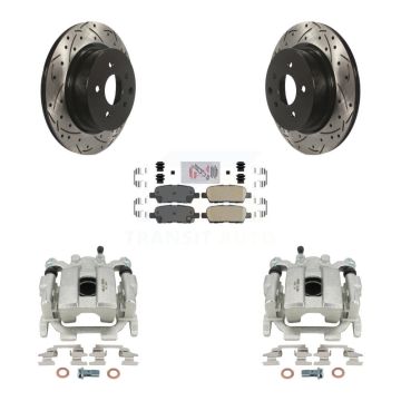 Rear Brake Coated Caliper Drilled Slot Rotor Ceramic Pad Kit For 2008-2012 INFINITI EX35 KCD-101525N