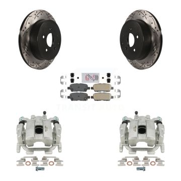 Rear Brake Caliper Drill Slotted Rotor Ceramic Pad Kit For Nissan Murano Pathfinder QX60 KCD-101539N