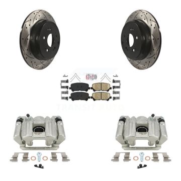 Rear Disc Brake Coated Caliper Drilled Slotted Rotor & Ceramic Pad Kit For Acura MDX ZDX KCD-101546N