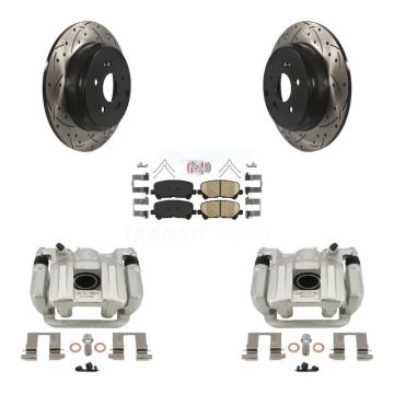 Rear Brake Coated Caliper Drilled Slot Rotor Ceramic Pad Kit For 2011-2017 Honda Odyssey KCD-101548N