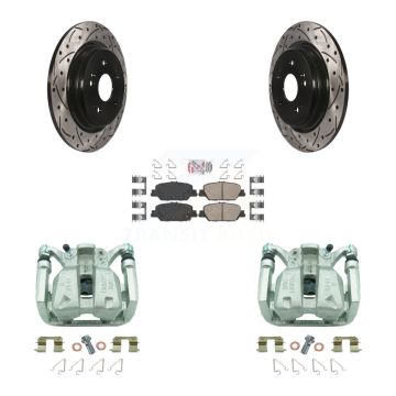 Rear Disc Brake Coated Caliper Drill Slot Rotor Ceramic Pad Kit For 2017-2022 Honda CR-V KCD-101550N