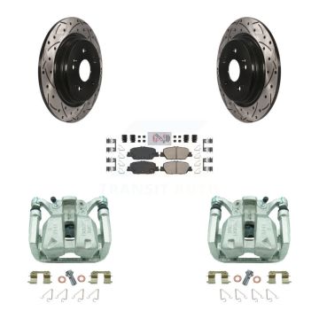 Rear Disc Brake Coated Caliper Drill Slot Rotor Ceramic Pad Kit For 2017-2022 Honda CR-V KCD-101551N
