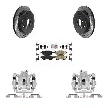 Rear Brake Caliper Drill Slotted Rotor Ceramic Pad Kit For Nissan Frontier Xterra Suzuki KCD-101553N