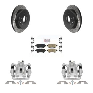 Rear Brake Coated Caliper Drilled Slot Rotor Ceramic Pad Kit For 2006-2007 Nissan Xterra KCD-101554N