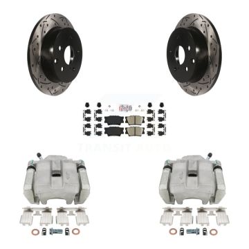 Rear Disc Brake Coated Caliper Drilled Slotted Rotor And Ceramic Pad Kit For Toyota RAV4 KCD-101555N