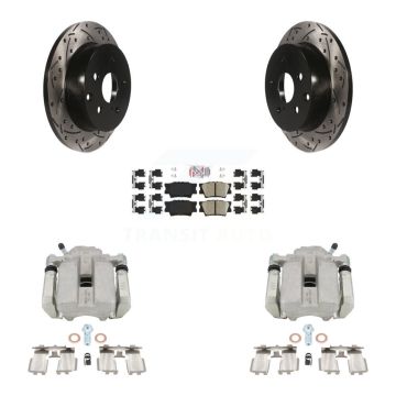 Rear Disc Brake Coated Caliper Drilled Slotted Rotor And Ceramic Pad Kit For Toyota RAV4 KCD-101558N