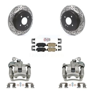 Rear Brake Coated Caliper Drill Slot Rotors Ceramic Pad Kit For 2012-2016 Hyundai Accent KCD-101559N