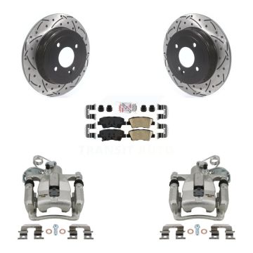 Rear Brake Coated Caliper Drill Slot Rotors Ceramic Pad Kit For 2012-2016 Hyundai Accent KCD-101560N