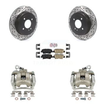 Rear Disc Brake Coated Caliper Drilled Slotted Rotors And Ceramic Pads Kit For Kia Rio KCD-101561N