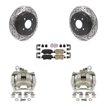 Rear Disc Brake Coated Caliper Drilled Slotted Rotors And Ceramic Pads Kit For Kia Rio KCD-101562N