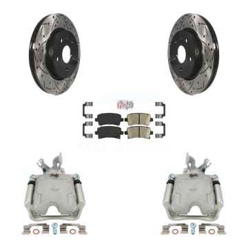 Rear Brake Coated Caliper Drill Slotted Rotors Ceramic Pad Kit For Buick LaCrosse Allure KCD-101563N