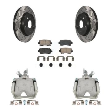 Rear Brake Coated Caliper Drill Slotted Rotors Ceramic Pad Kit For Buick LaCrosse Allure KCD-101564N