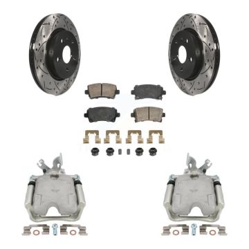 Rear Brake Coated Caliper Drill Slot Rotors Ceramic Pad Kit For 2010-2011 Buick LaCrosse KCD-101565N