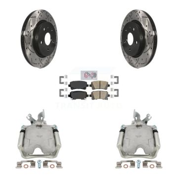 Rear Brake Coated Caliper Drill Slot Rotors Ceramic Pad Kit For 2010-2011 Buick LaCrosse KCD-101566N