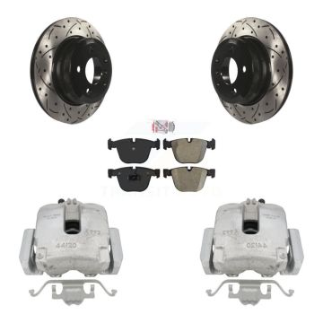 Rear Brake Caliper Drill Slot Rotor Semi-Metallic Pad Kit For BMW X6 xDrive35i with 3.0L KCD-101568N