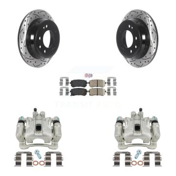 Rear Brake Caliper Drill Slot Rotors Ceramic Pad Kit For Hyundai Tucson Kia Sportage FWD KCD-101570N