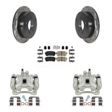 Rear Brake Caliper Drill Slot Rotors Ceramic Pad Kit For Hyundai Tucson Kia Sportage AWD KCD-101571N