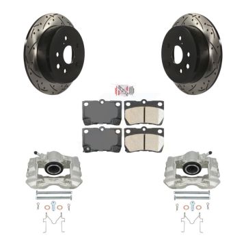 Rear Disc Brake Coated Caliper Drilled Slotted Rotor And Ceramic Pad Kit For Lexus IS250 KCD-101579N