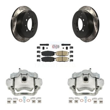 Rear Brake Caliper Drill Slot Rotors Ceramic Pad Kit For Lexus LX570 Toyota Land Cruiser KCD-101589N