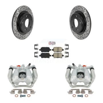 Rear Brake Caliper Drill Slotted Rotor Ceramic Pad Kit For Chevrolet Equinox GMC Terrain KCD-101593N