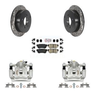 Rear Brake Coat Caliper Drill Slot Rotor Ceramic Pad Kit For Hyundai Tucson Kia Sportage KCD-101599N