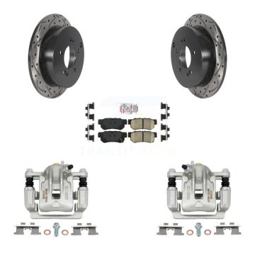 Rear Brake Coat Caliper Drill Slot Rotor Ceramic Pad Kit For Hyundai Tucson Kia Sportage KCD-101600N