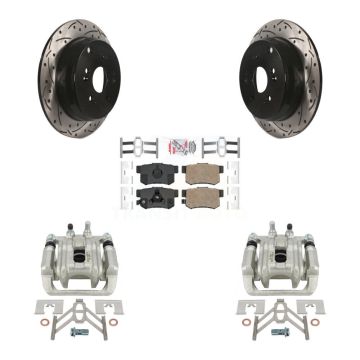 Rear Disc Brake Coated Caliper Drill Slot Rotor Ceramic Pad Kit For Honda CR-V Acura RDX KCD-101601N