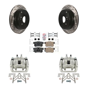 Rear Disc Brake Coated Caliper Drill Slot Rotor Ceramic Pad Kit For Honda CR-V Acura RDX KCD-101602N