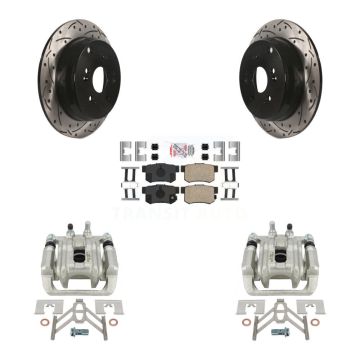 Rear Disc Brake Coated Caliper Drilled Slotted Rotors And Ceramic Pads Kit For Acura RDX KCD-101603N