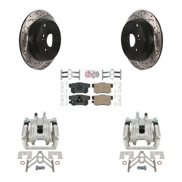 Rear Disc Brake Coated Caliper Drill Slot Rotor Ceramic Pad Kit For 2005-2006 Honda CR-V KCD-101607N
