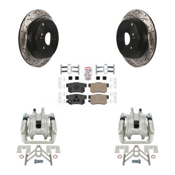 Rear Disc Brake Coated Caliper Drill Slot Rotor Ceramic Pad Kit For 2005-2006 Honda CR-V KCD-101608N