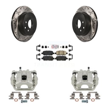 Rear Brake Caliper Drill Slot Rotors Ceramic Pad Kit For Nissan Rogue Sport Qashqai LEAF KCD-101617N