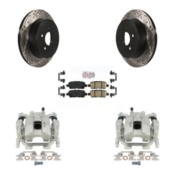 Rear Brake Caliper Drill Slotted Rotor Ceramic Pad Kit For Nissan Murano Pathfinder JX35 KCD-101623N