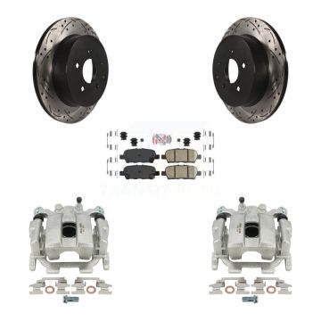 Rear Brake Caliper Drill Slotted Rotor Ceramic Pad Kit For Nissan Murano Pathfinder JX35 KCD-101624N