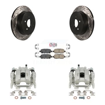 Rear Brake Coated Caliper Drilled Slot Rotor Ceramic Pad Kit For 2009-2012 INFINITI FX35 KCD-101626N