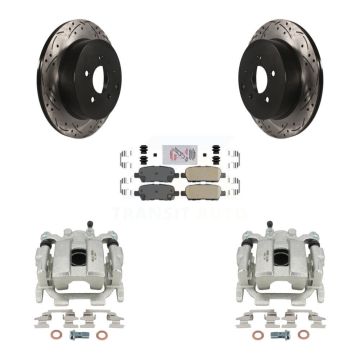 Rear Brake Coated Caliper Drilled Slot Rotor Ceramic Pad Kit For 2009-2012 INFINITI FX35 KCD-101628N