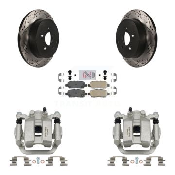 Rear Disc Brake Coated Caliper Drill Slot Rotors Ceramic Pad Kit For Nissan Murano Quest KCD-101630N