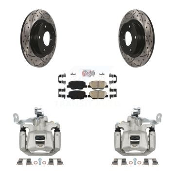 Rear Disc Brake Coated Caliper Drill Slotted Rotor Ceramic Pad Kit For 2014-2015 Mazda 6 KCD-101631N