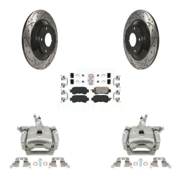 Rear Disc Brake Coated Caliper Drill Slot Rotor Ceramic Pad Kit For 2013-2015 Mazda CX-5 KCD-101636N