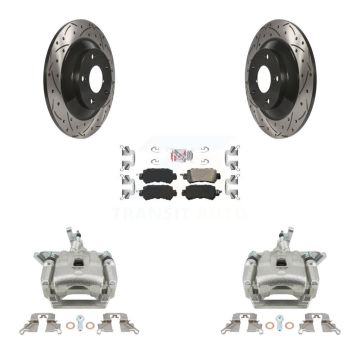 Rear Disc Brake Coated Caliper Drill Slot Rotor Ceramic Pad Kit For 2013-2015 Mazda CX-5 KCD-101637N